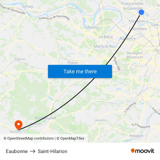 Eaubonne to Saint-Hilarion map