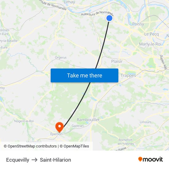 Ecquevilly to Saint-Hilarion map