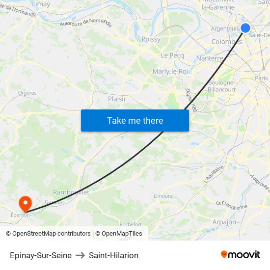 Epinay-Sur-Seine to Saint-Hilarion map