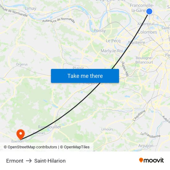 Ermont to Saint-Hilarion map