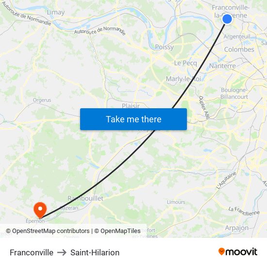 Franconville to Saint-Hilarion map