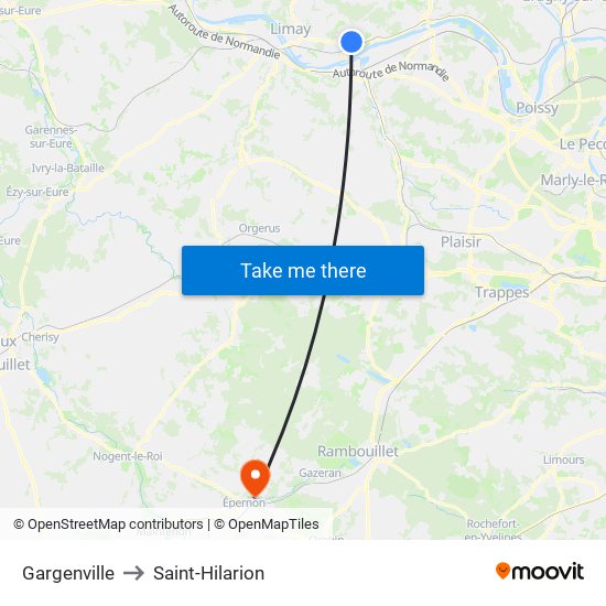 Gargenville to Saint-Hilarion map