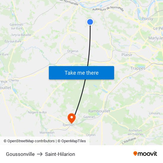 Goussonville to Saint-Hilarion map