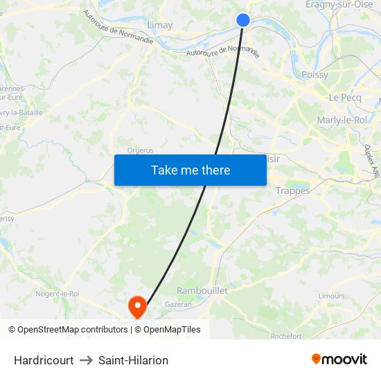 Hardricourt to Saint-Hilarion map