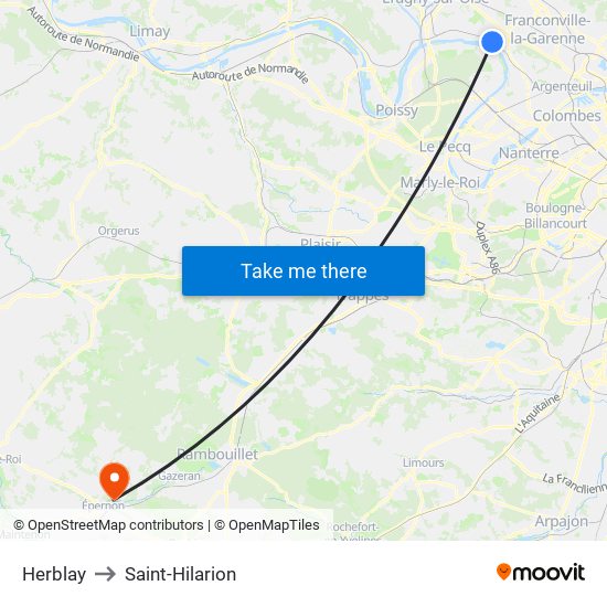 Herblay to Saint-Hilarion map