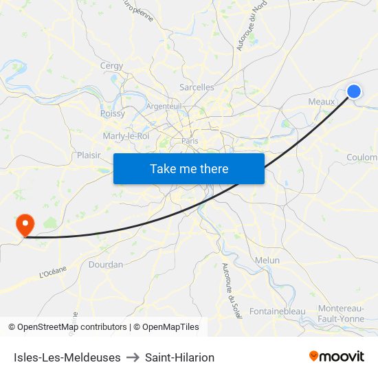 Isles-Les-Meldeuses to Saint-Hilarion map