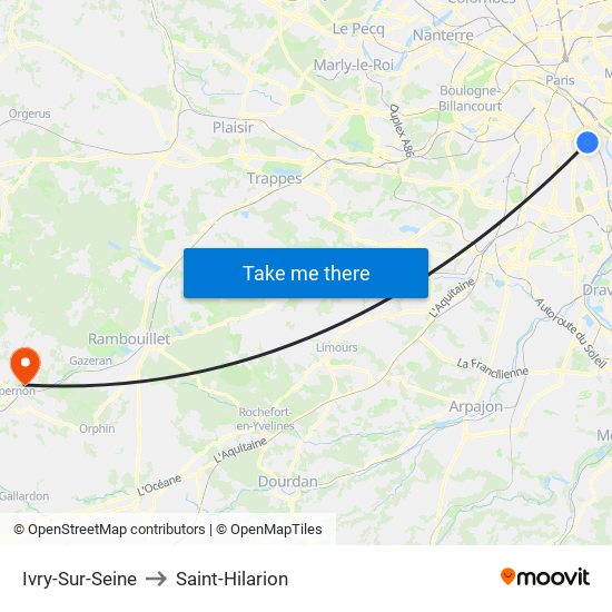 Ivry-Sur-Seine to Saint-Hilarion map