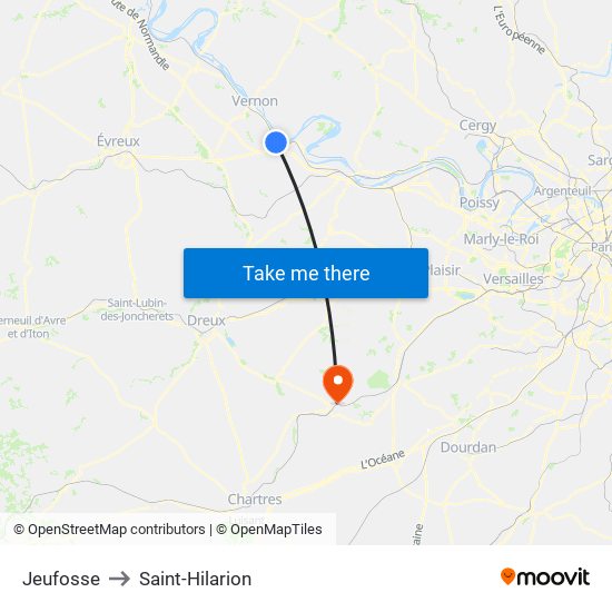Jeufosse to Saint-Hilarion map