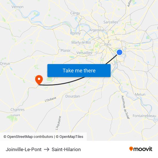 Joinville-Le-Pont to Saint-Hilarion map