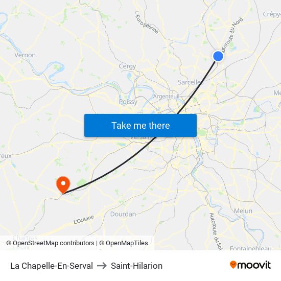 La Chapelle-En-Serval to Saint-Hilarion map