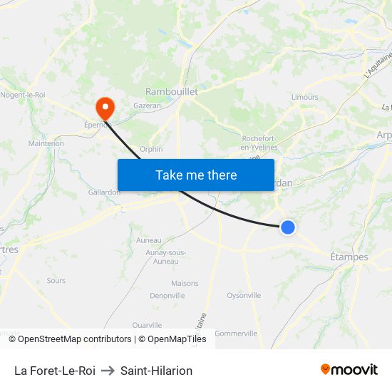 La Foret-Le-Roi to Saint-Hilarion map