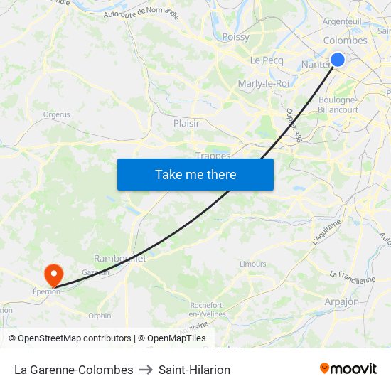 La Garenne-Colombes to Saint-Hilarion map