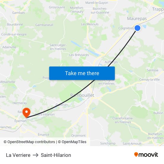 La Verriere to Saint-Hilarion map