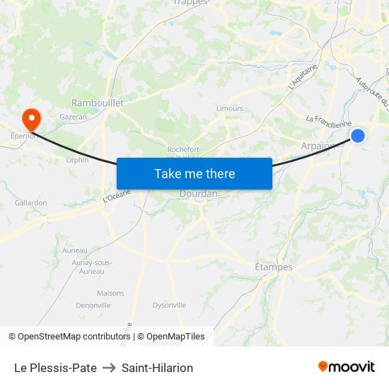Le Plessis-Pate to Saint-Hilarion map