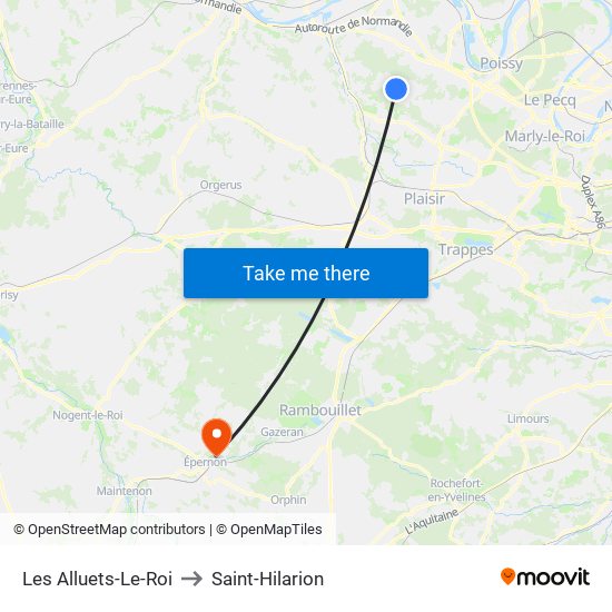 Les Alluets-Le-Roi to Saint-Hilarion map