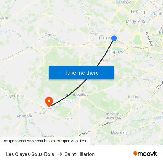 Les Clayes-Sous-Bois to Saint-Hilarion map
