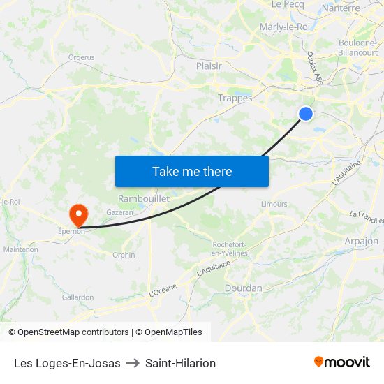 Les Loges-En-Josas to Saint-Hilarion map
