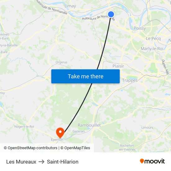 Les Mureaux to Saint-Hilarion map