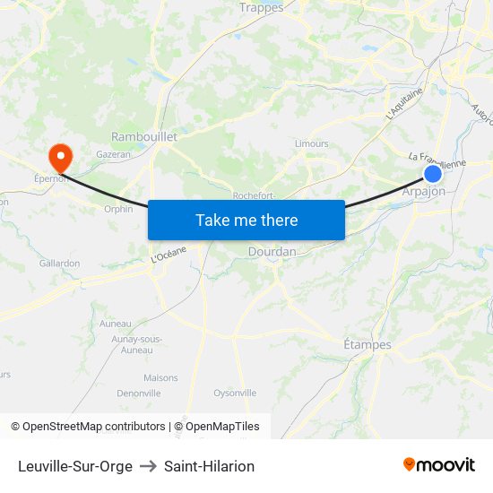 Leuville-Sur-Orge to Saint-Hilarion map