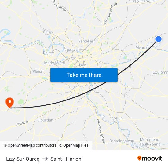 Lizy-Sur-Ourcq to Saint-Hilarion map
