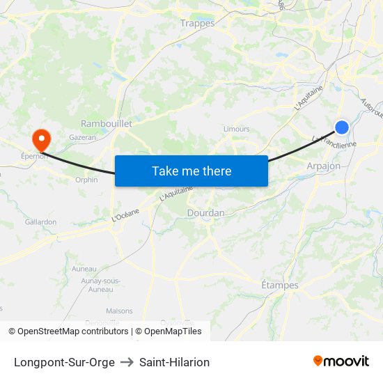 Longpont-Sur-Orge to Saint-Hilarion map