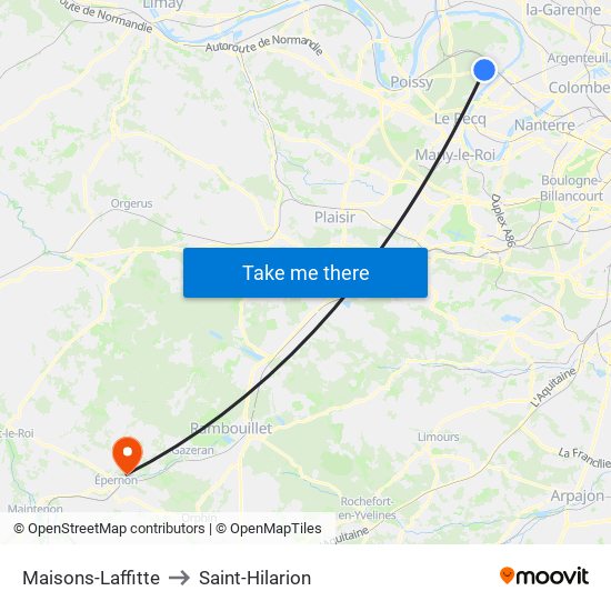 Maisons-Laffitte to Saint-Hilarion map