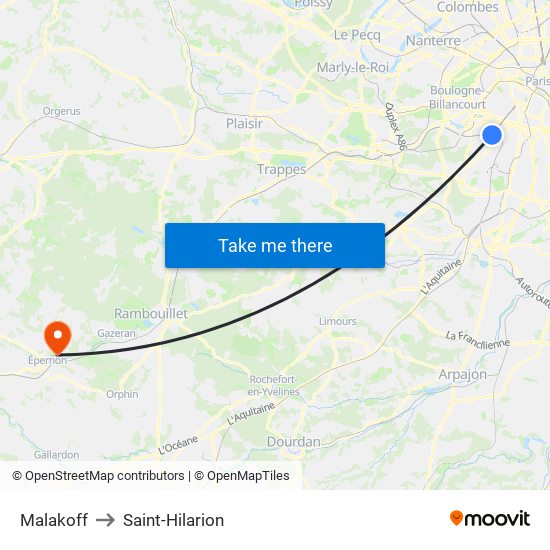 Malakoff to Saint-Hilarion map