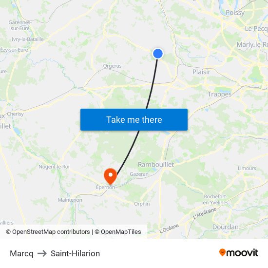 Marcq to Saint-Hilarion map