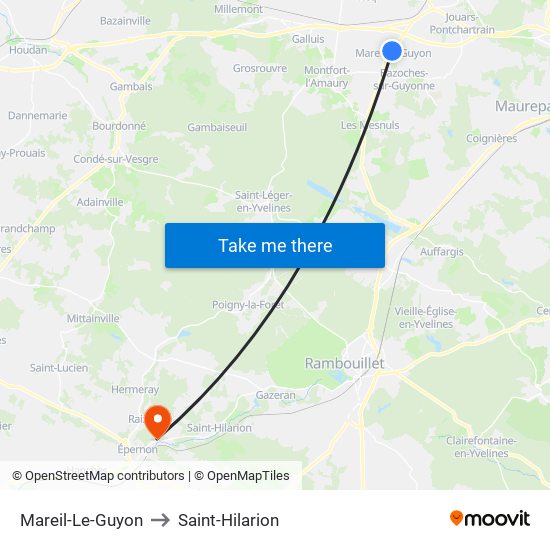 Mareil-Le-Guyon to Saint-Hilarion map
