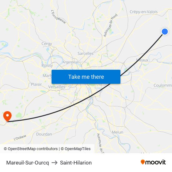 Mareuil-Sur-Ourcq to Saint-Hilarion map