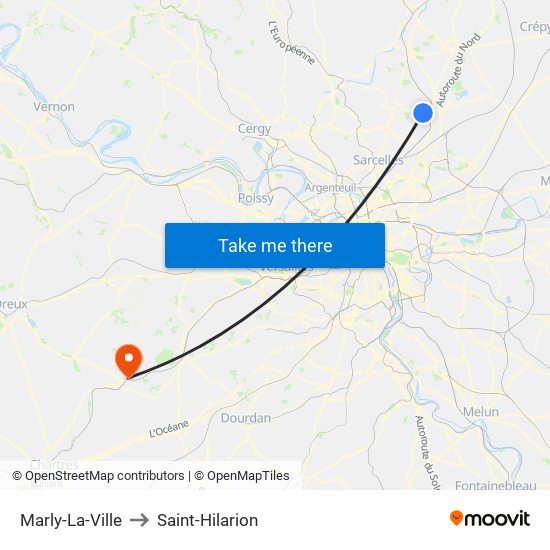Marly-La-Ville to Saint-Hilarion map