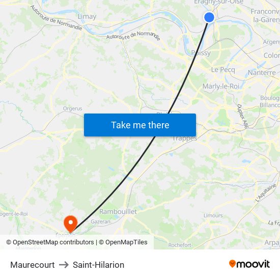 Maurecourt to Saint-Hilarion map
