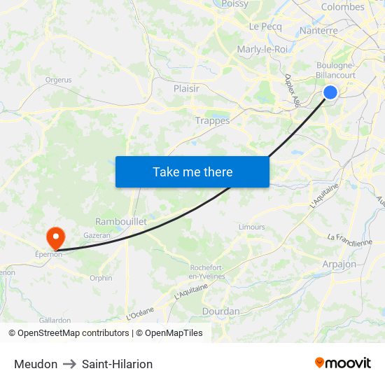 Meudon to Saint-Hilarion map