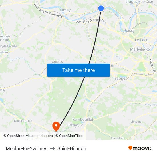 Meulan-En-Yvelines to Saint-Hilarion map