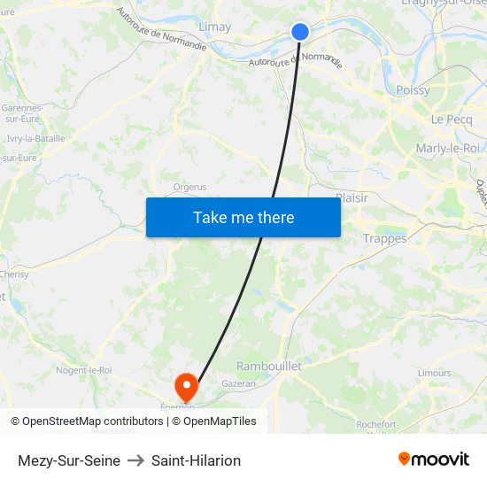 Mezy-Sur-Seine to Saint-Hilarion map