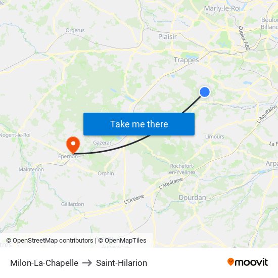 Milon-La-Chapelle to Saint-Hilarion map