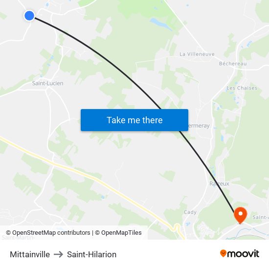Mittainville to Saint-Hilarion map