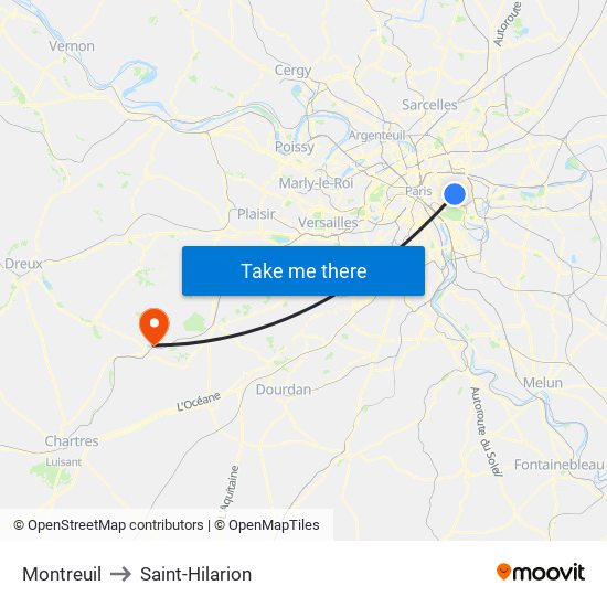 Montreuil to Saint-Hilarion map