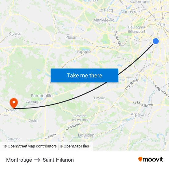 Montrouge to Saint-Hilarion map