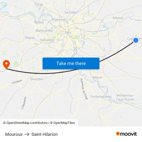 Mouroux to Saint-Hilarion map