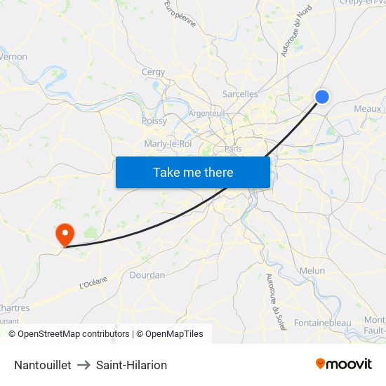 Nantouillet to Saint-Hilarion map