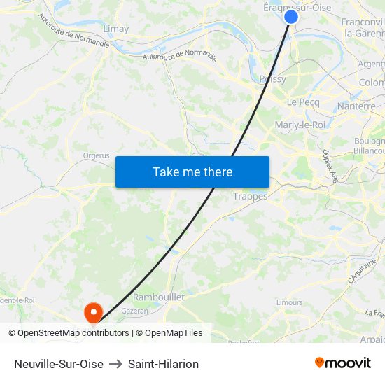 Neuville-Sur-Oise to Saint-Hilarion map