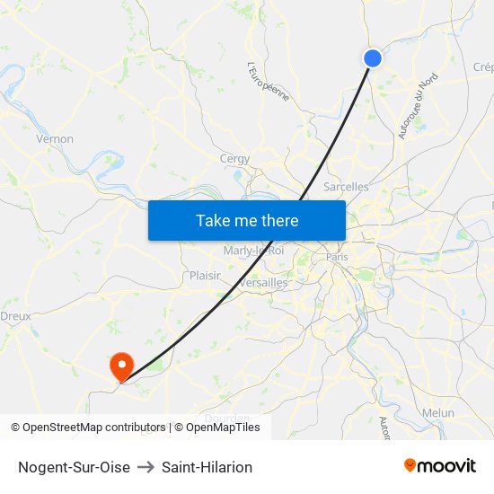 Nogent-Sur-Oise to Saint-Hilarion map