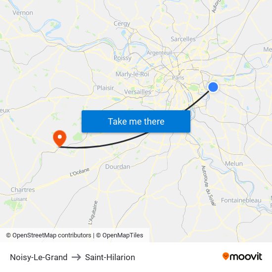 Noisy-Le-Grand to Saint-Hilarion map