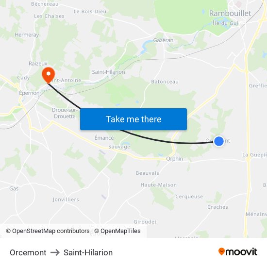 Orcemont to Saint-Hilarion map