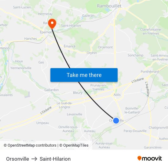 Orsonville to Saint-Hilarion map