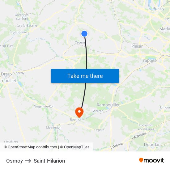 Osmoy to Saint-Hilarion map