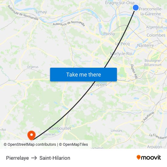 Pierrelaye to Saint-Hilarion map