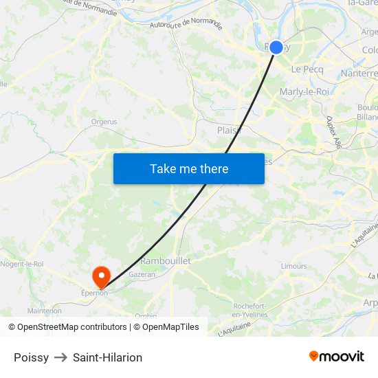 Poissy to Saint-Hilarion map
