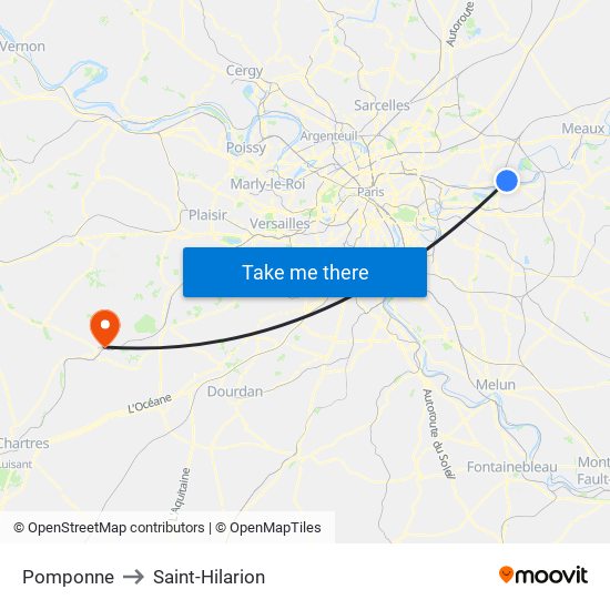 Pomponne to Saint-Hilarion map